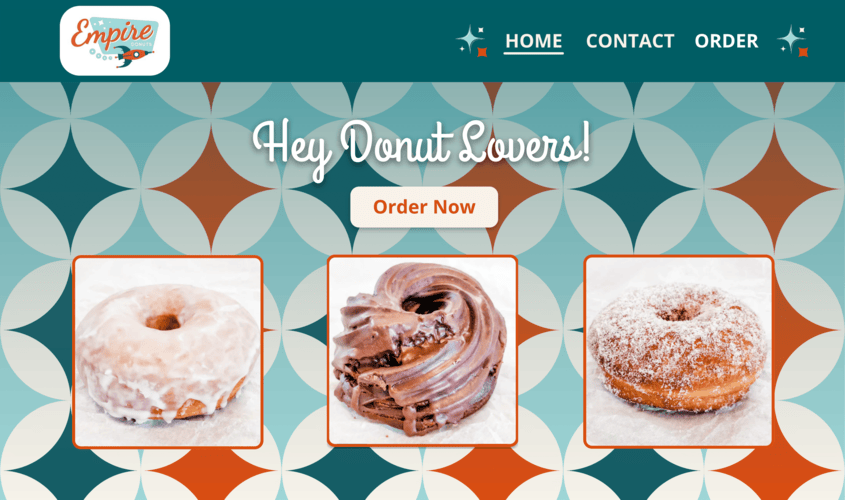 final version of a redesigned website done for a local donut company.